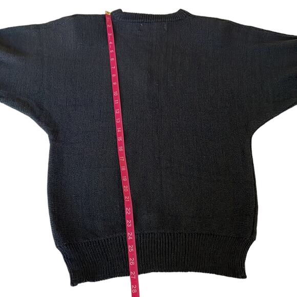 Eddie Dassin 80s Black Knit Animal Print Stud Appliqué Sweater Shoulder Pads M - Picture 10 of 10